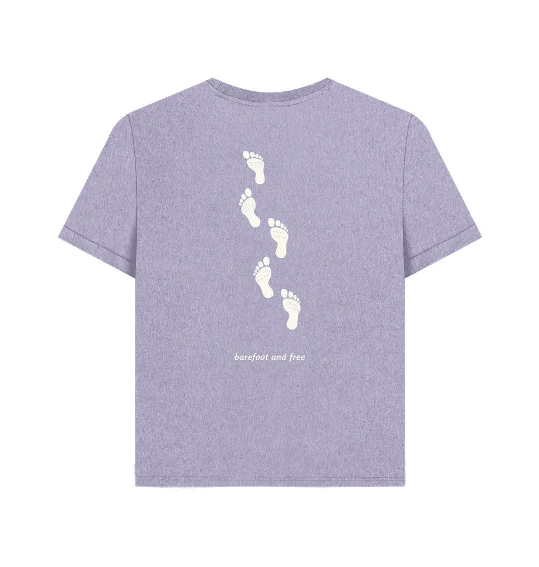Lavender Printed T-shirt Back Eco-friendly organic cotton barefoot lifestyle shirt for women