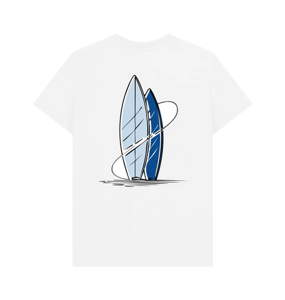 Surf lifestyle back print t-shirt with surfboards design