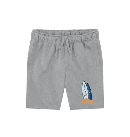 Athletic Grey Printed Mens Shorts Front surfer shorts with surfboard design