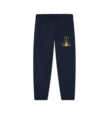 Women’s organic cotton joggers ideal for wild camping, stargazing, and hiking with tent and stars design