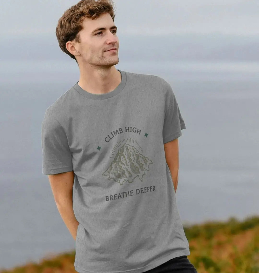 Oat Climb higher Eco-friendly organic cotton men’s mountain graphic tee