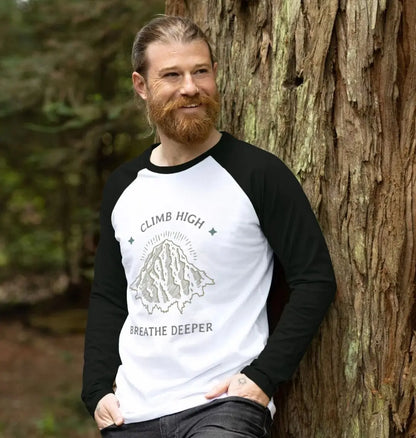 Climb High men’s baseball long-sleeved top with mountain front design