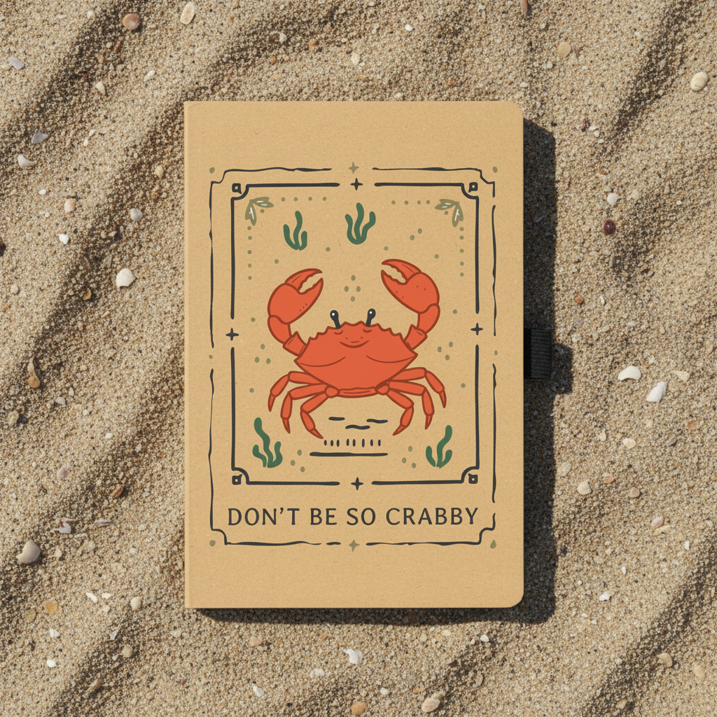 Don't Be So Crabby Crab Notebook Kraft Printed Notebook Front