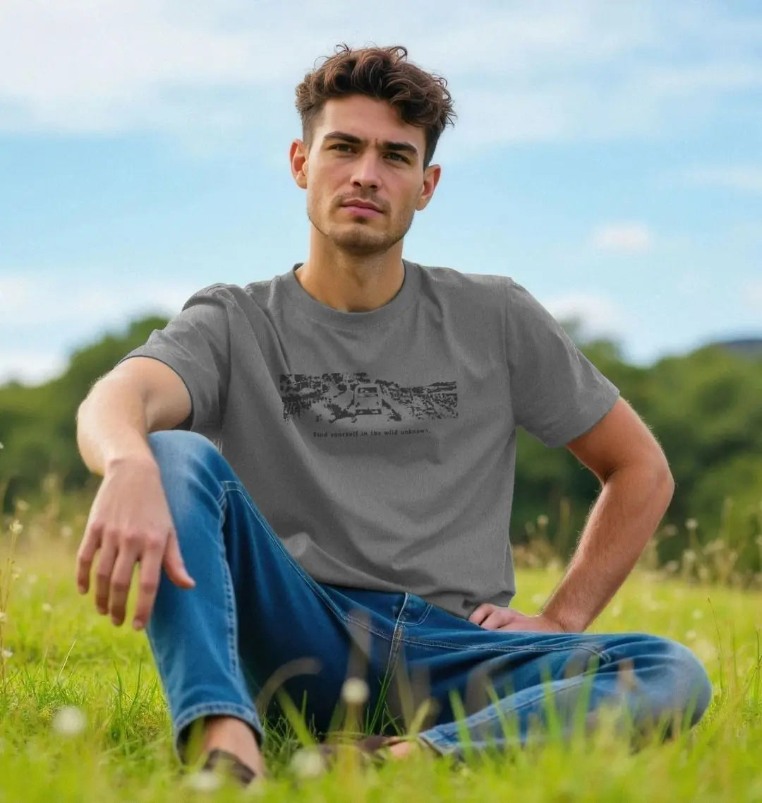 Adventure shirt for men with van and horizon artwork