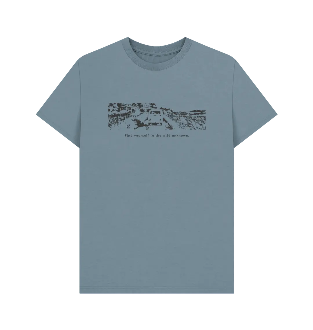Inspirational road trip graphic tee for men eco-friendly cotton