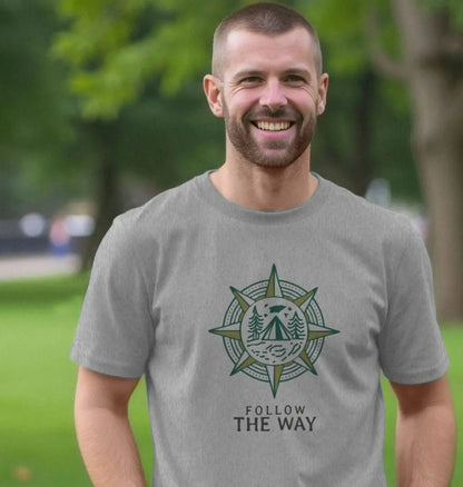 Grey Follow The Way Eco-friendly organic cotton men’s compass graphic tee