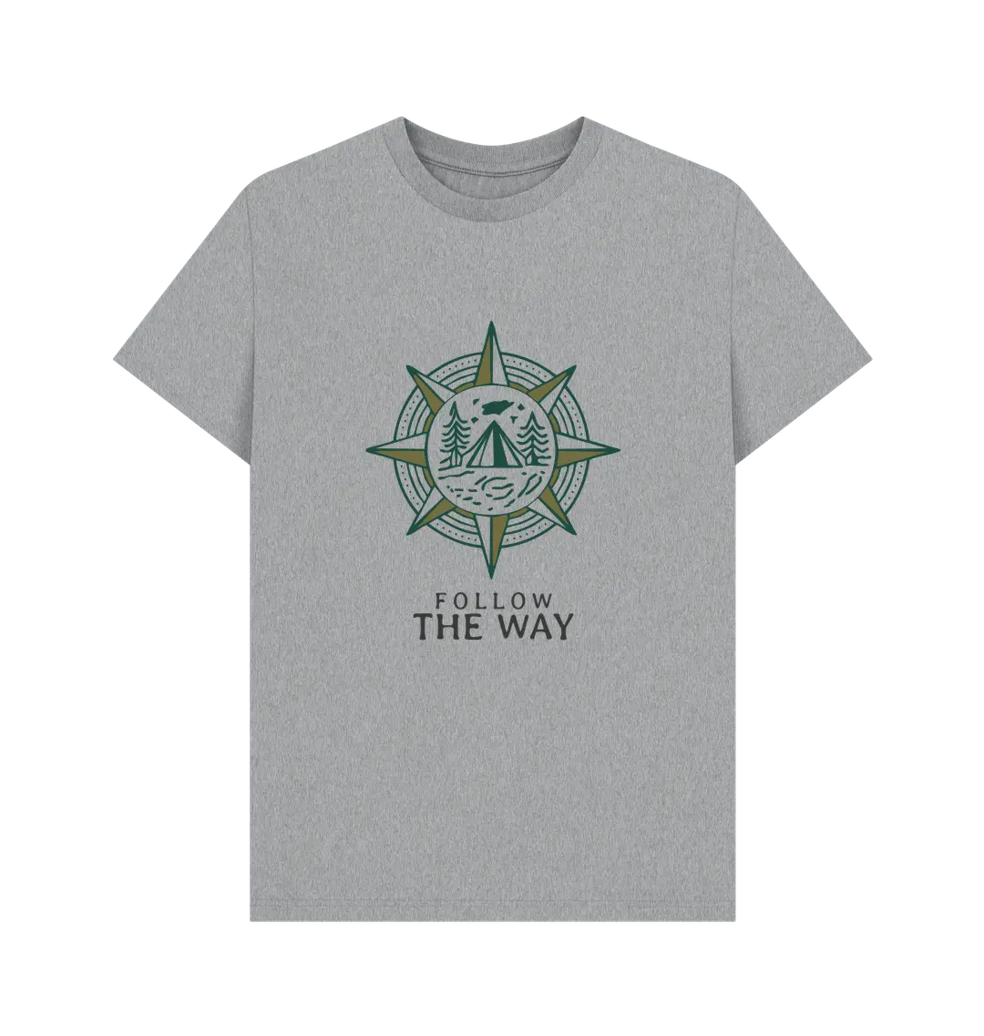 Athletic Grey Printed T-shirt Front. Sustainable men’s forest and compass outdoor t-shirt