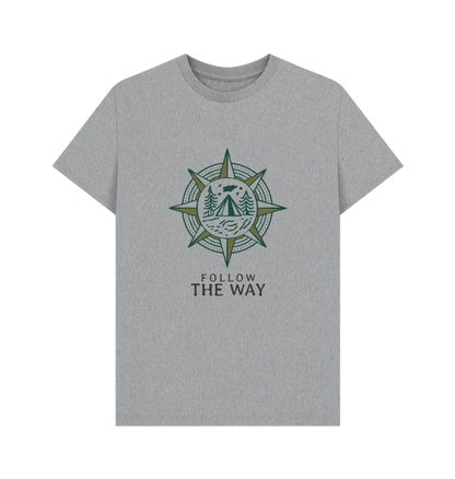 Athletic Grey Printed T-shirt Front. Sustainable men’s forest and compass outdoor t-shirt