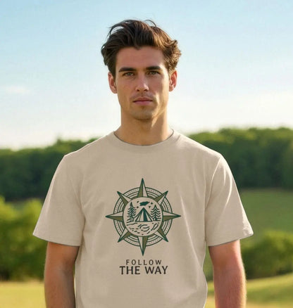 Oat follow The Way Sustainable men’s forest and compass outdoor t-shirt