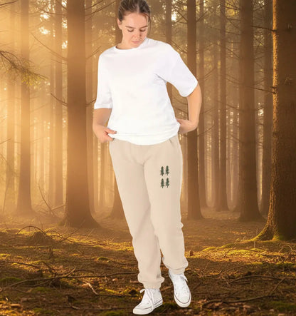 Forest Bathing Cozy fleece-lined women’s joggers for hiking and mindful forest walks 