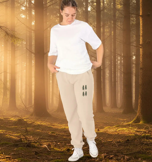 Forest Bathing Cozy fleece-lined women’s joggers for hiking and mindful forest walks 