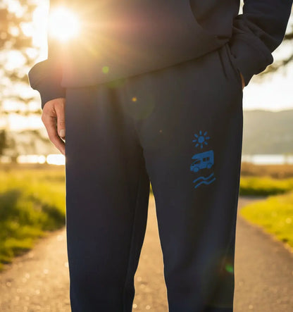 Golden Coast Men’s Jogging Bottoms with van, sun, and wave graphic for men who love surf trips and beach road trips