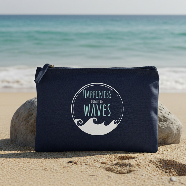 Happiness comes in waves accessory bag French Navy Bag Front
