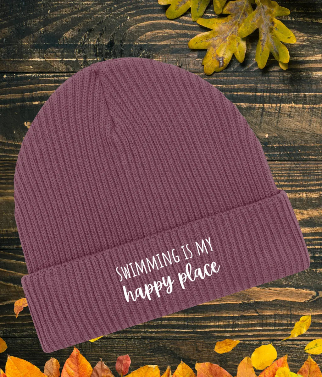 Swimming Is My Happy Place Organic Beanie Arvor Life