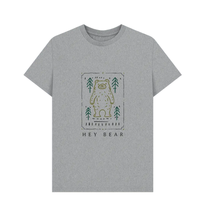 Athletic Grey Printed T-shirt Front Organic cotton outdoor lifestyle shirt with bold bear motif