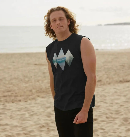 Eco-friendly organic cotton men’s horizons adventure vest top