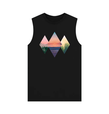 Men’s outdoor lifestyle vest top with horizons landscapes graphic