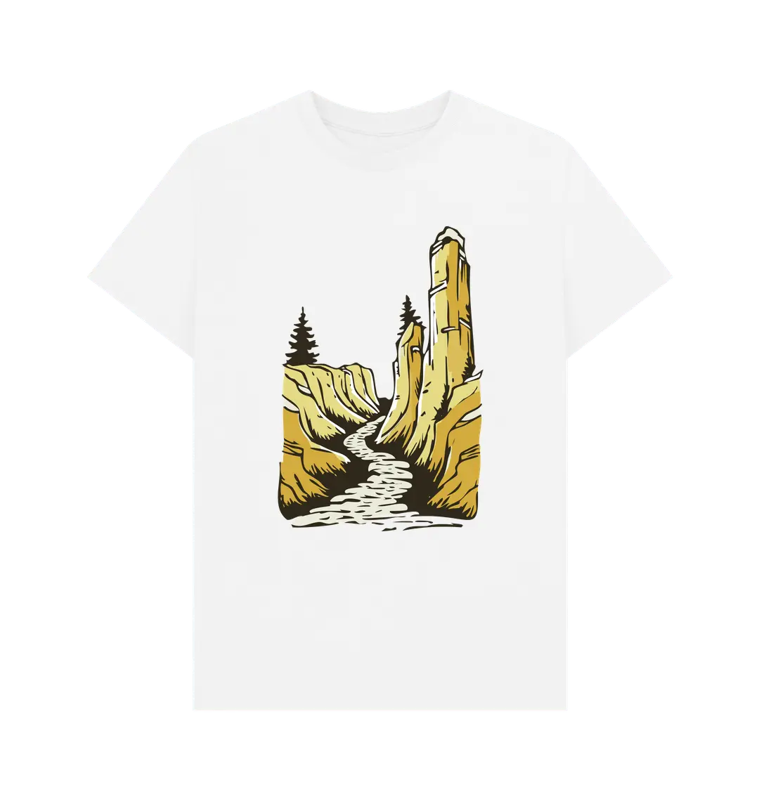 Organic cotton men’s mountain hiking shirt with outdoor artwork