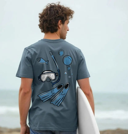 Just Breathe It men’s snorkelling and diving t-shirt with back graphic