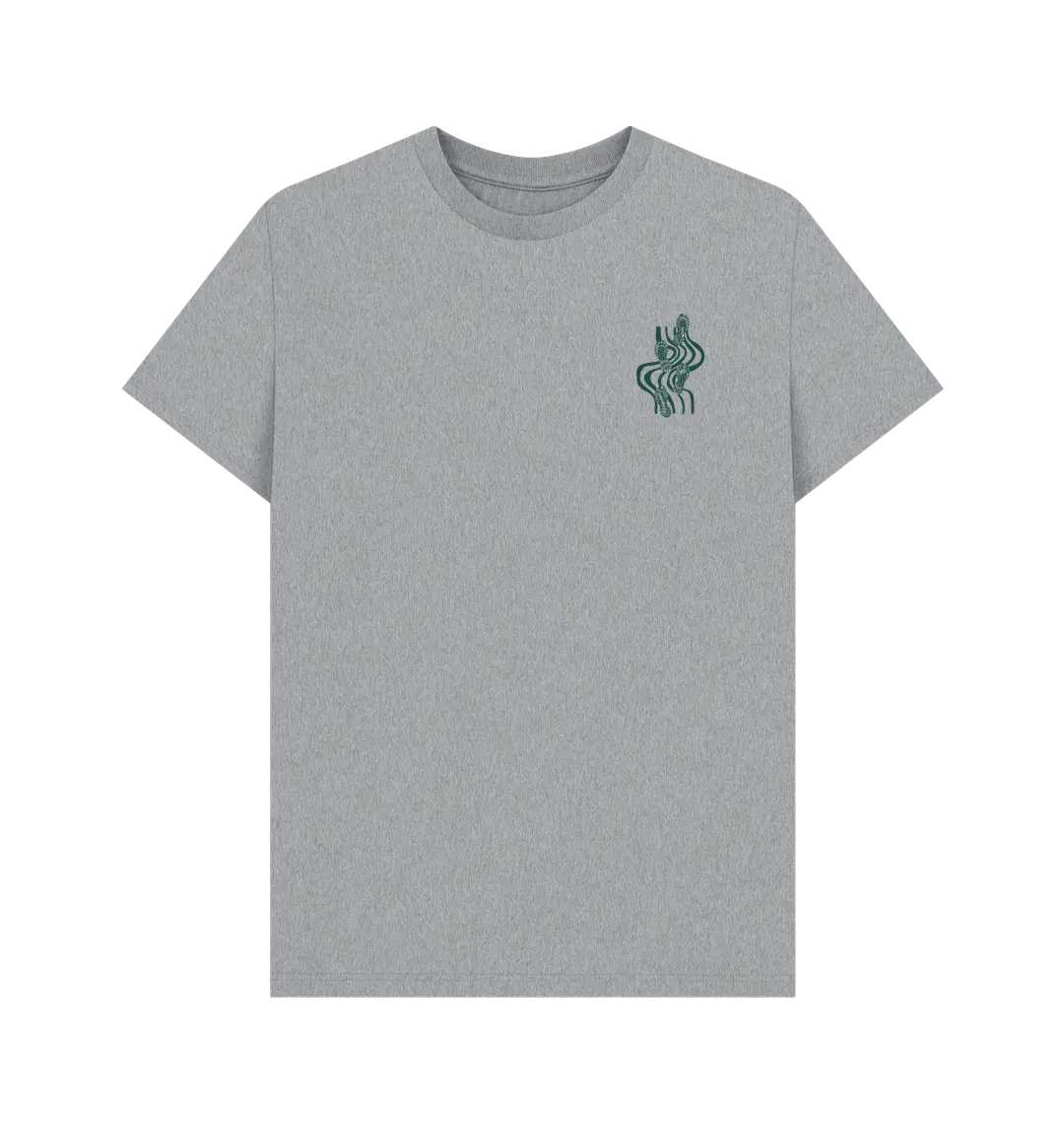 Organic cotton outdoor adventure shirt with footprint artwork