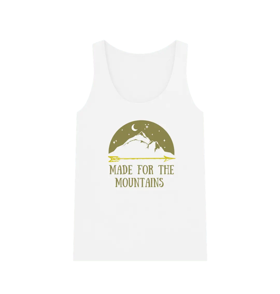 Sustainable women’s hiking vest top with made for the mountain design white