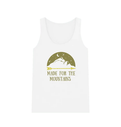 Sustainable women’s hiking vest top with made for the mountain design white