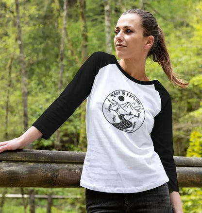 Made to Explore women’s baseball long-sleeved top with wilderness design