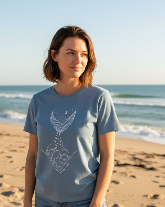 Merfolk Stone Blue Printed T-shirt Front