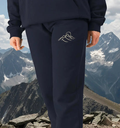 Front view of Mountain Sun Women’s Jogging Bottoms in charcoal grey – organic cotton fleece joggers for outdoor wear