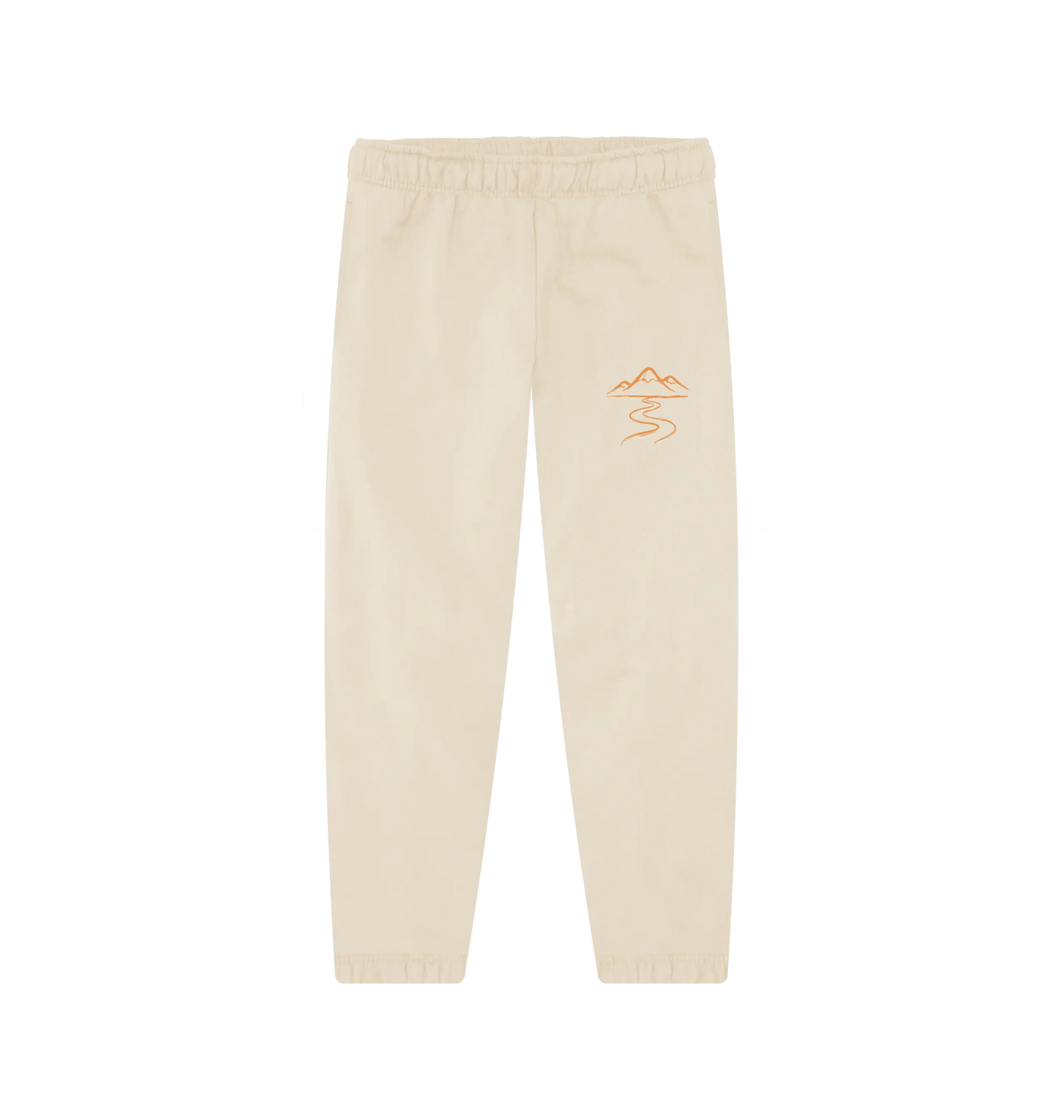 Women’s Mountain Trail organic cotton joggers ideal for outdoor adventure and hiking trips with mountain design