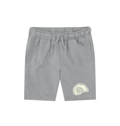 Athletic Grey Printed Mens Shorts Front fossil design for beach lovers