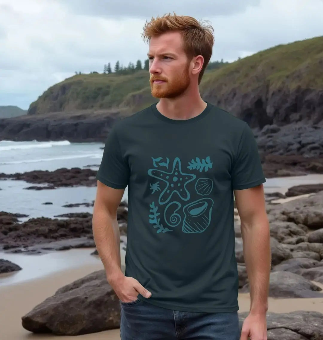Eco-friendly marine life graphic t-shirt men’s coastal style