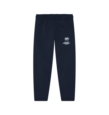 Sustainable organic cotton joggers designed for beach lovers and ocean explorers with Palm Trees design