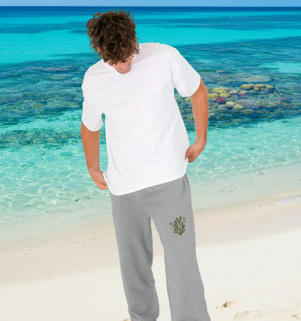 Comfortable men’s jogging bottoms ideal for beach walks, surf trips, and travel with coral design