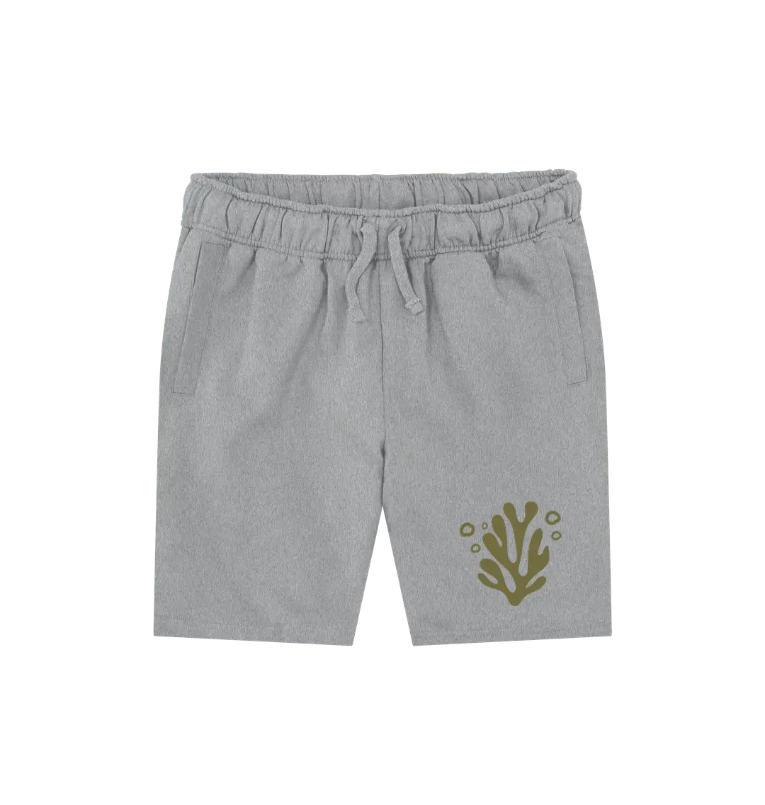 Athletic Grey Printed Mens Shorts Front featuring a coral design for ocean lovers