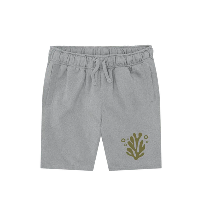 Athletic Grey Printed Mens Shorts Front featuring a coral design for ocean lovers