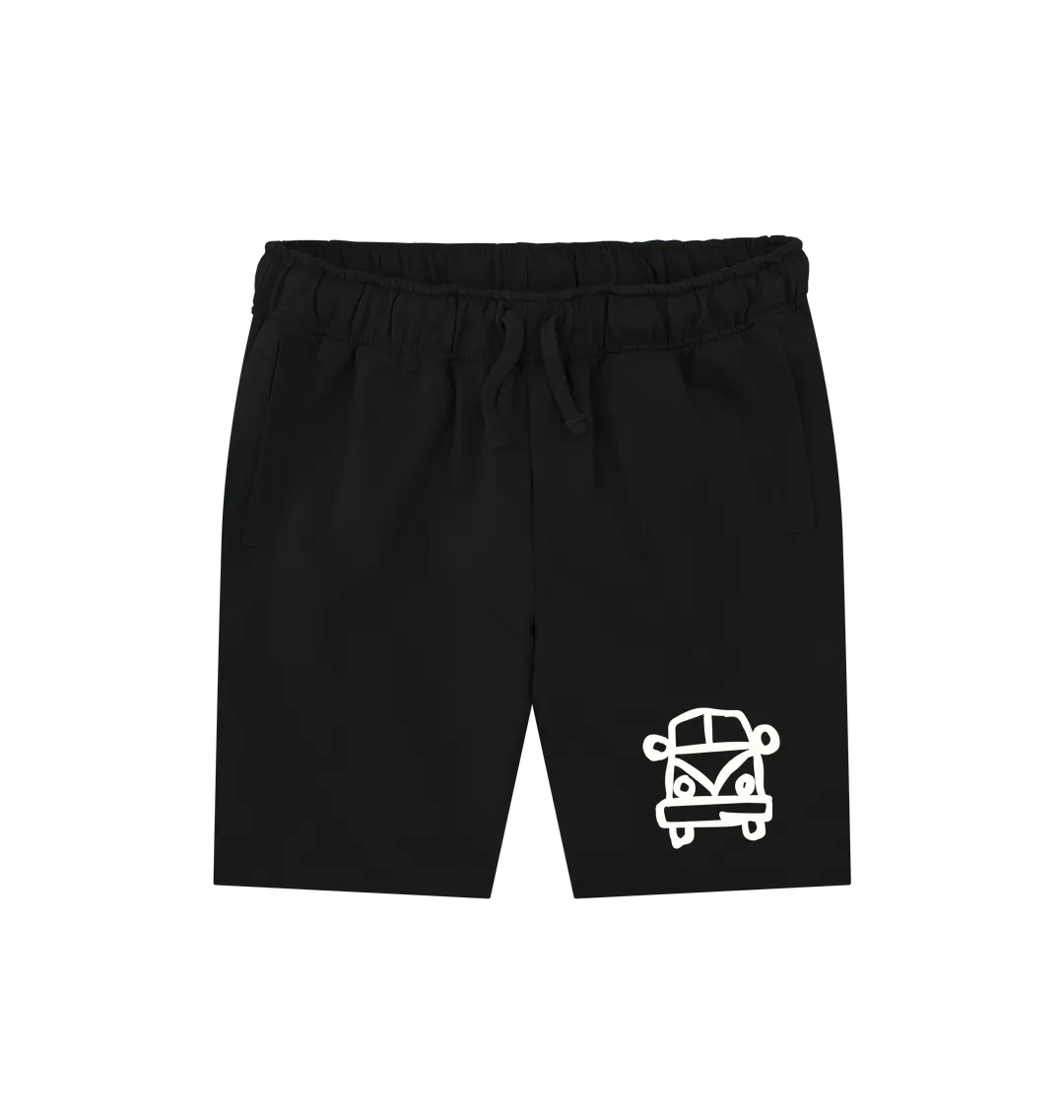 Black Printed Mens Shorts Front Campervan design for van life 