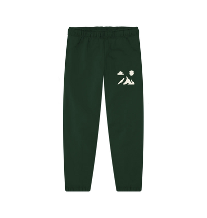 Outdoor men’s joggers in organic cotton for forest trail walking, rock scrambling and carry‑on travel with mountain design