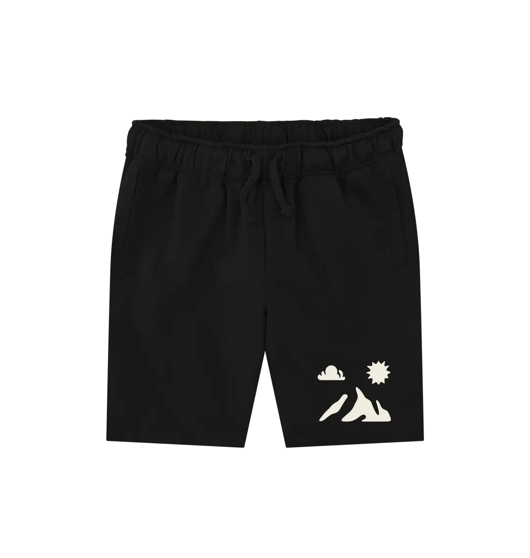 Black Printed Mens Shorts Front with adventure design for hikers