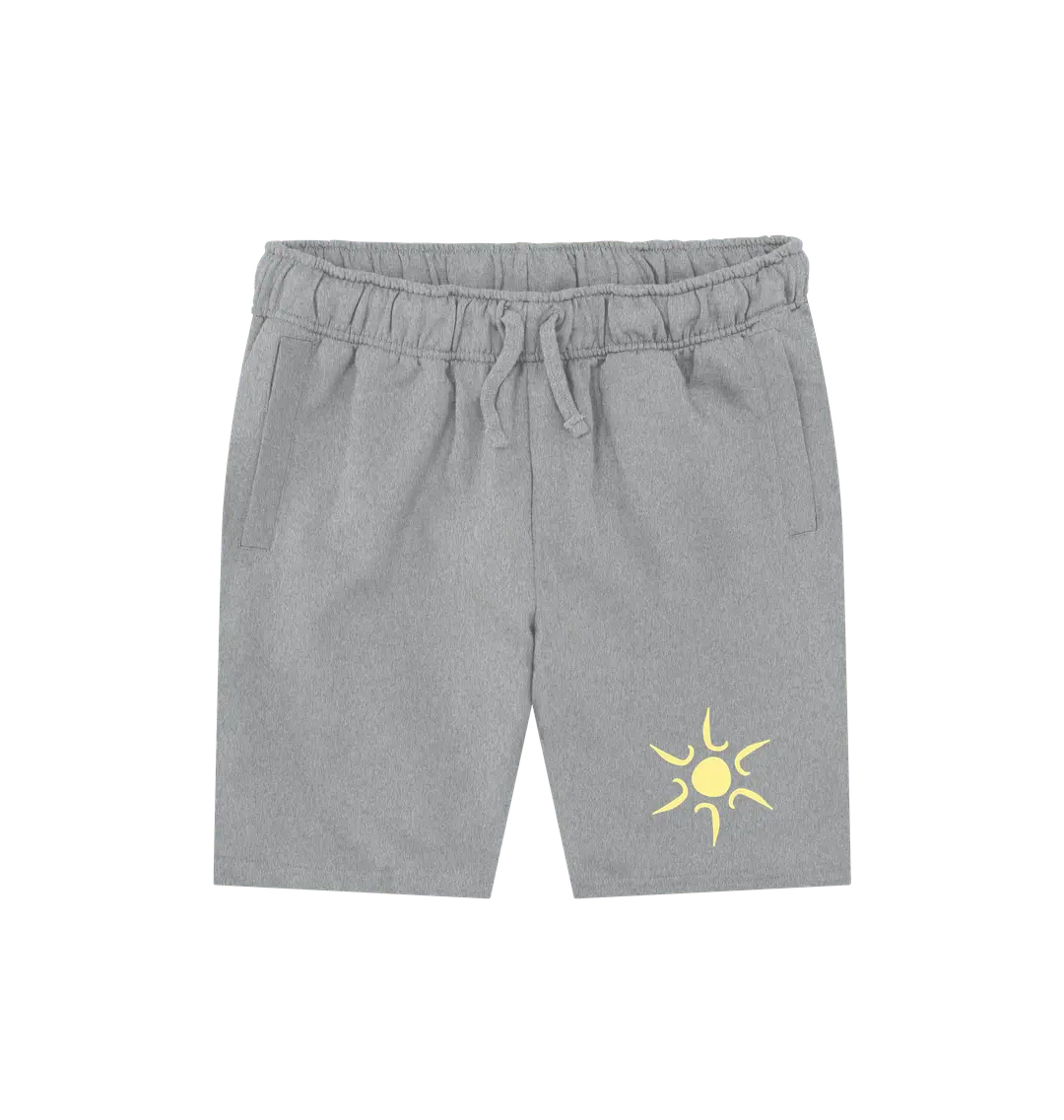 Athletic Grey Printed Mens Shorts Front Sustainable men’s shorts inspired by sunshine
