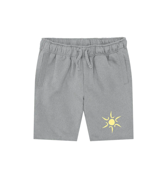 Athletic Grey Printed Mens Shorts Front Sustainable men’s shorts inspired by sunshine
