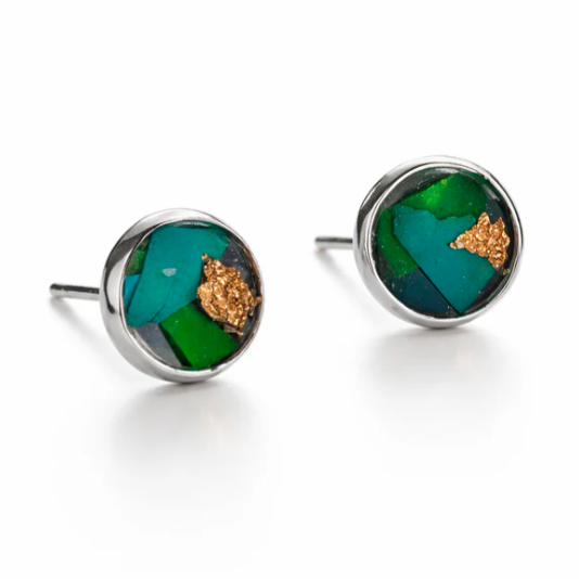 Silver stud Earrings made from Beach Cleaned materials