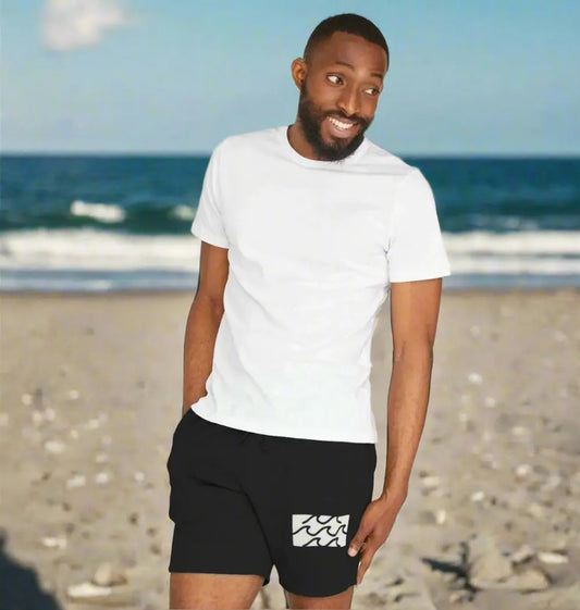 Swell men’s jogger shorts with wave design for beach lovers