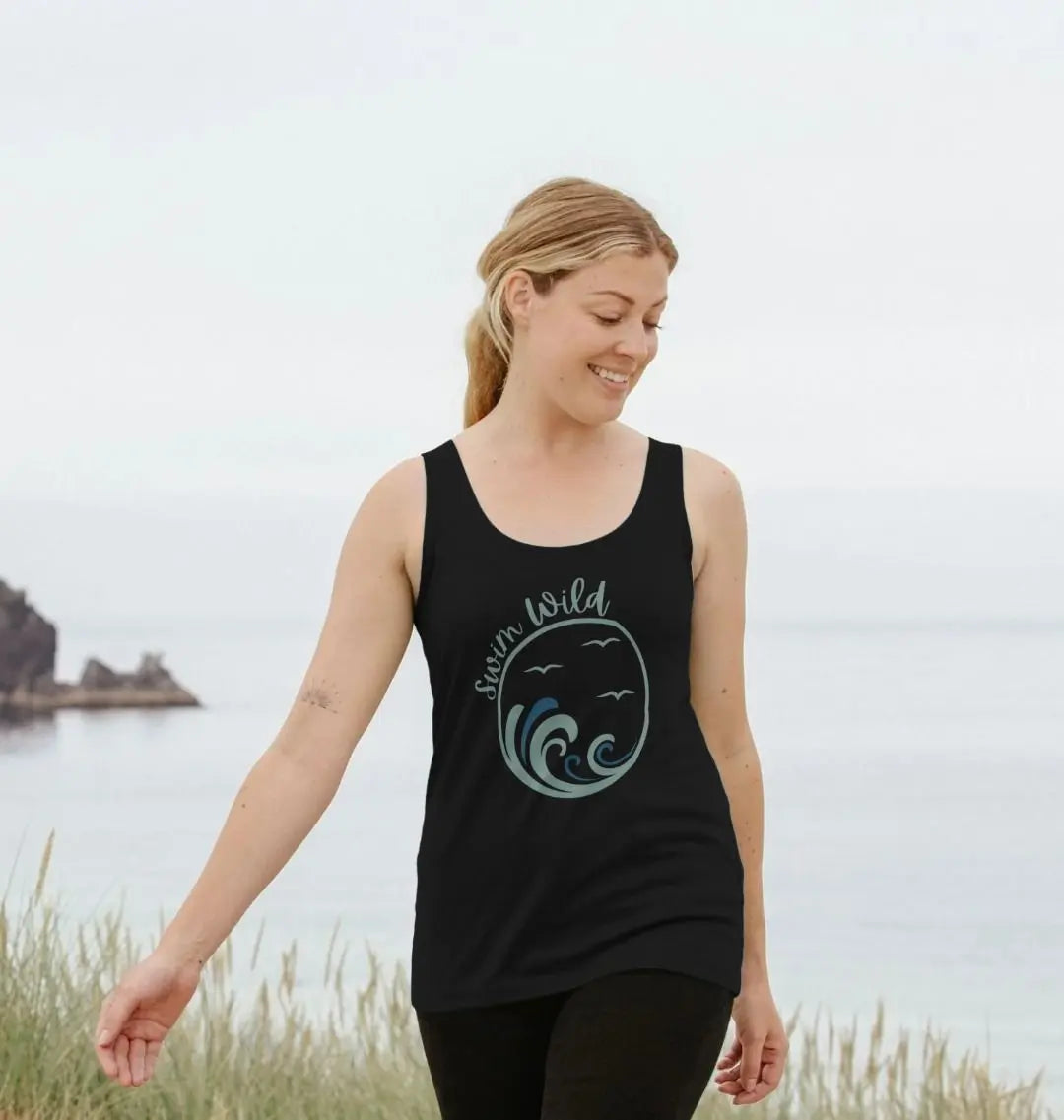 Swim Wild Women's Vest Top Black wild swimming design