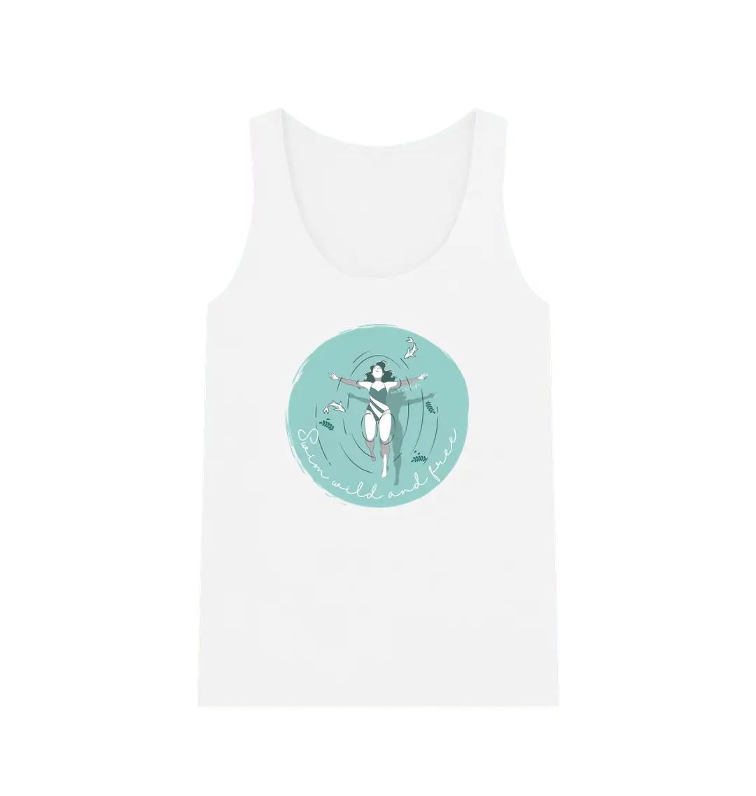 Outdoor wild swimmer women’s vest top with Swim Wild and Free slogan