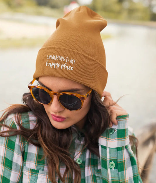 Swimming Is My Happy Place Organic Beanie Arvor Life