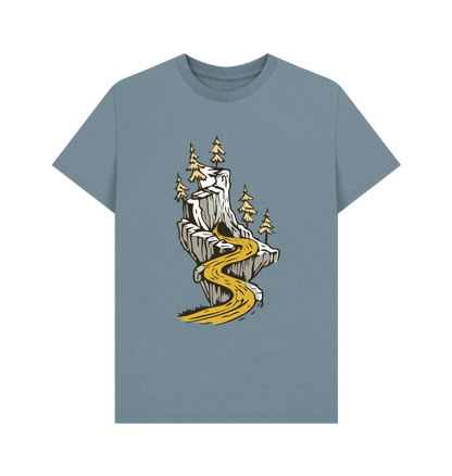 Organic cotton outdoor shirt men with mountain landscape artwork