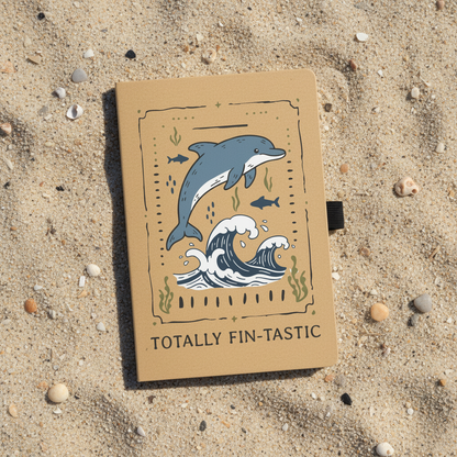 Totally Fin-tastic Dolphin Notebook Kraft Printed Notebook Front