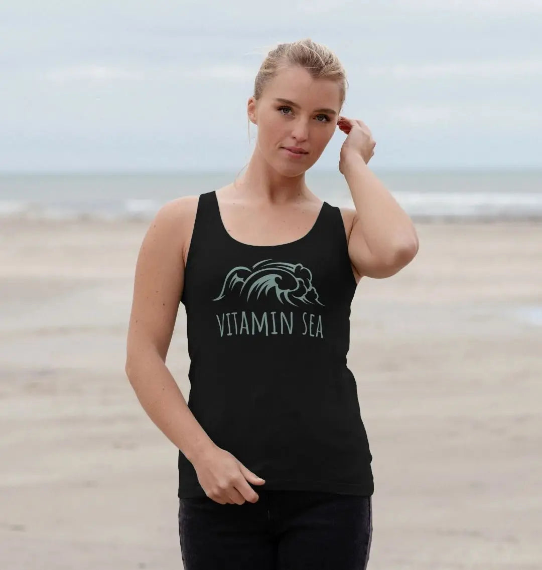 Vitamin Sea Eco-friendly organic cotton ocean vest for women black 