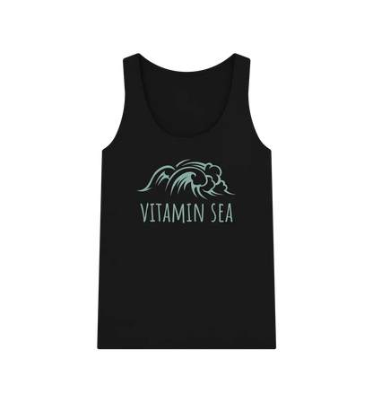 Women’s vitamin sea wave graphic vest top for sea lovers black 